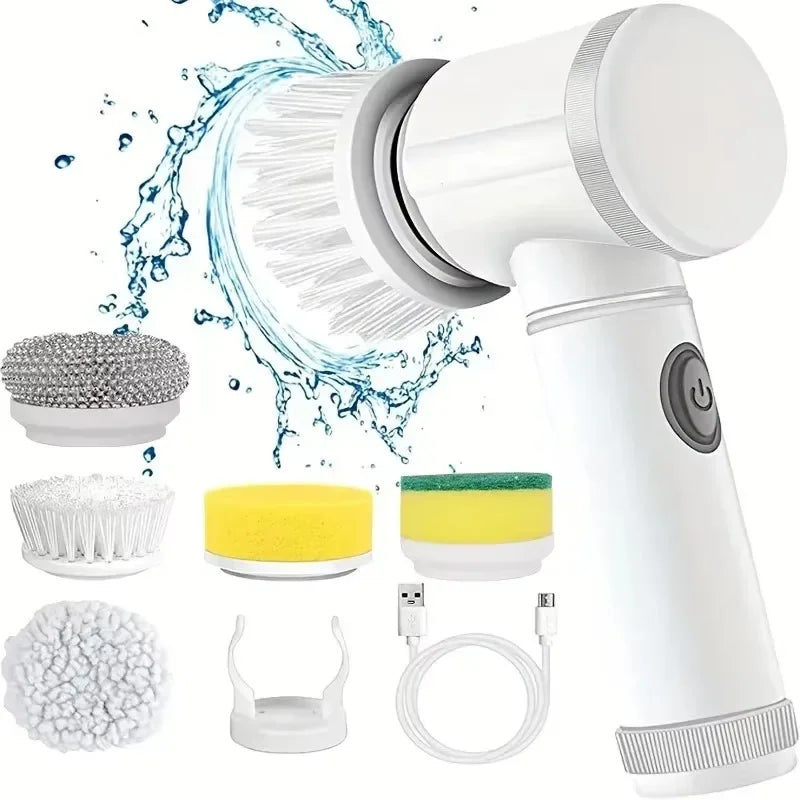 Cordless Electric Spin Scrubber with 5 Replaceable Brush Heads – Powerful Cleaning Brush for Bathroom, Kitchen & Home