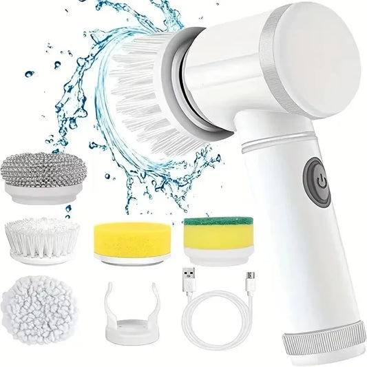 Cordless Electric Spin Scrubber with 5 Replaceable Brush Heads – Powerful Cleaning Brush for Bathroom, Kitchen & Home