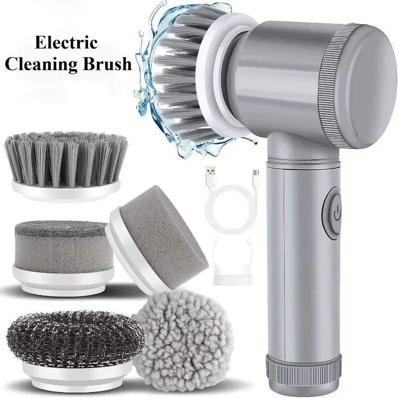 Cordless Electric Spin Scrubber with 5 Replaceable Brush Heads – Powerful Cleaning Brush for Bathroom, Kitchen & Home